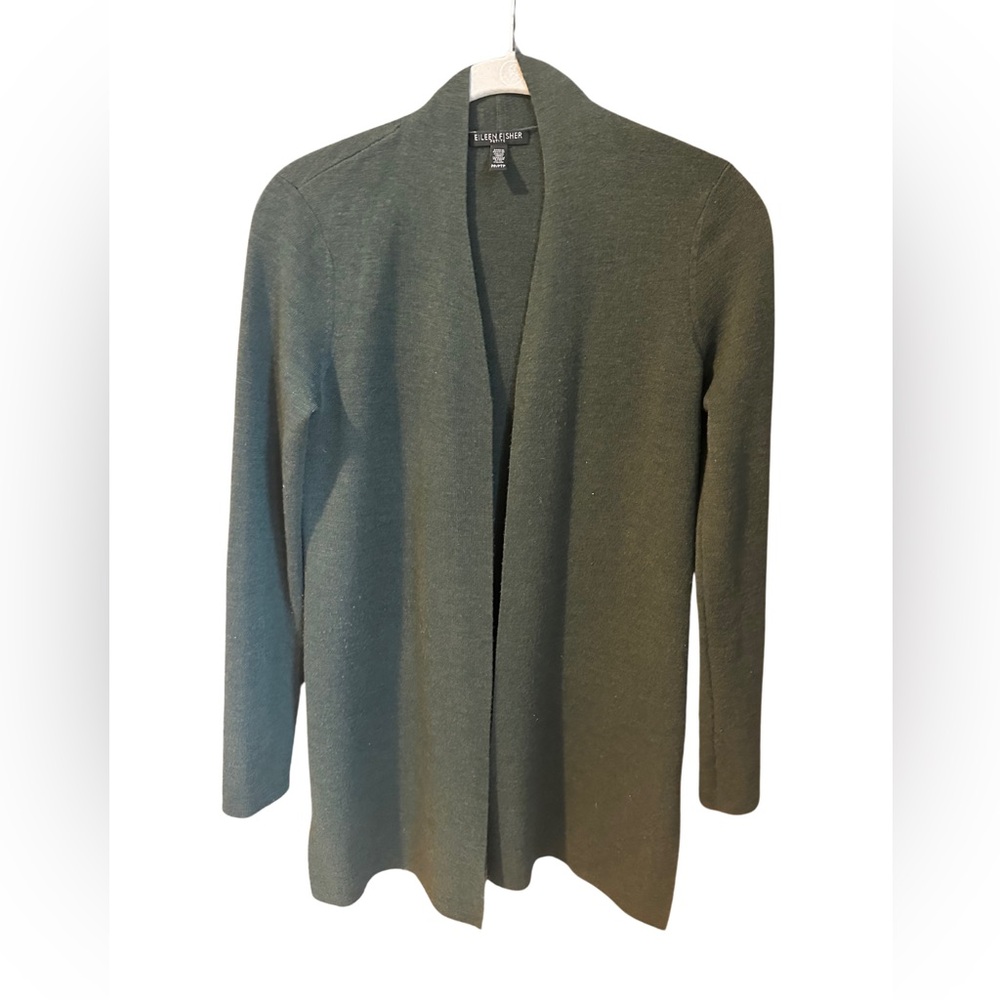 Eileen Fisher dark green Open Front Cardigan Sweater
